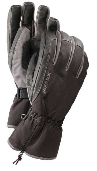 Hestra CZone Leather 5 Finger - black/ grey