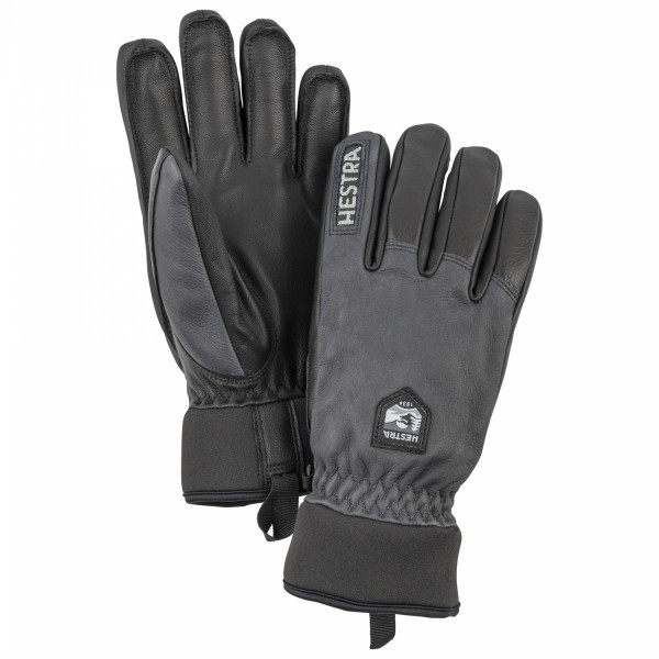Hestra Army Leather Wool Terry 5 Finger - grey/black