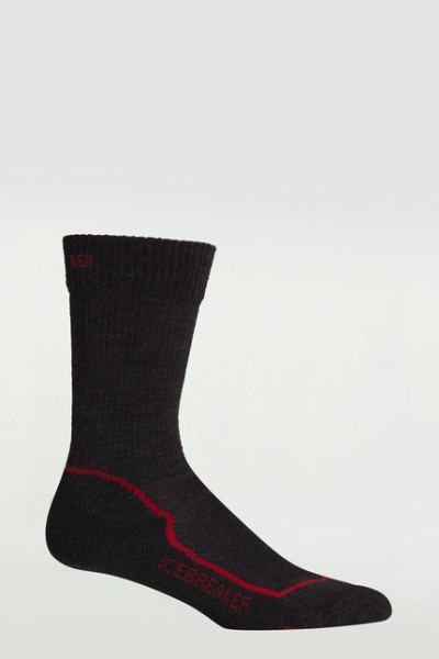 Icebreaker Hike Lite Crew Men - jet heather/ red/ black